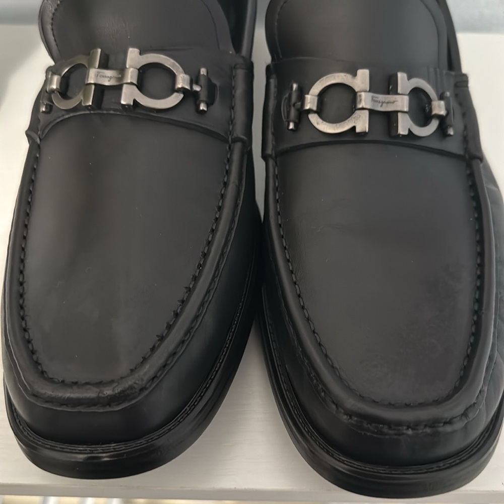 Salvatore Ferragamo Mens David Cancino Bit Loafers Shoes Black Leather Size 9.5 - Picture 11 of 15